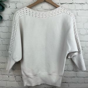 WHITE HOUSE BLACK MARKET Braided Neck and Sleeve Ribbed Sweater size S